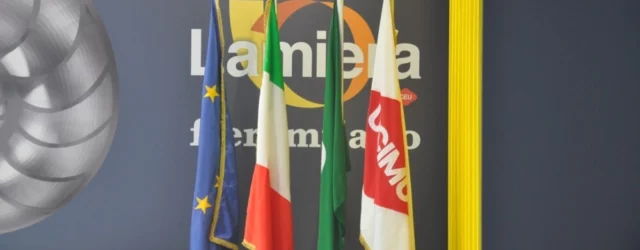 Industrial exhibition Lamiera 2023 - flags and presentation
