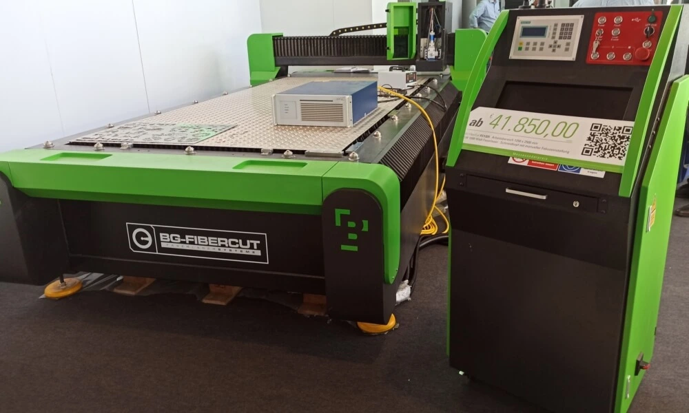 Laser cutting machine at the industrial exhibition with price information