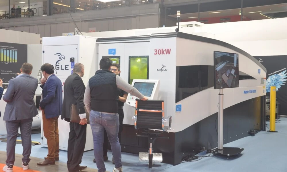 CNC laser cutting machine at industrial exhibition