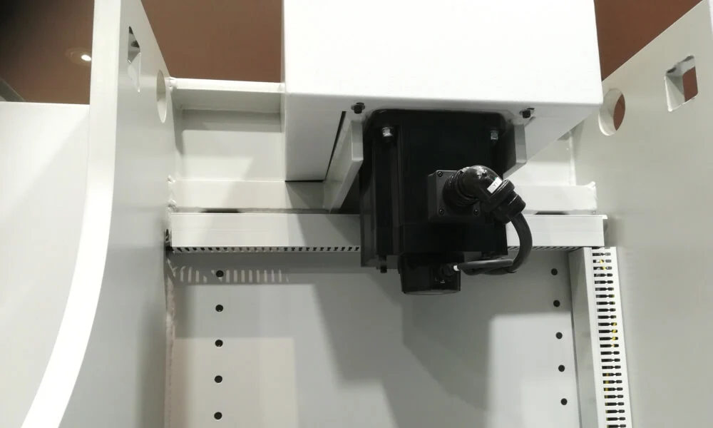 back of compact CNC press brake with the use of servo motor for driven power for upper beam and stroke
