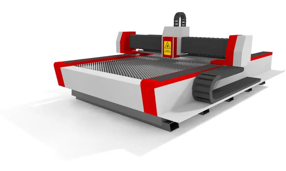 Laser cutting machine 3D model render with table and traverse without protection cabin