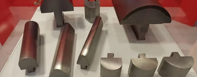 Exposed press brake tools for radius bending of sheet metal as inserts